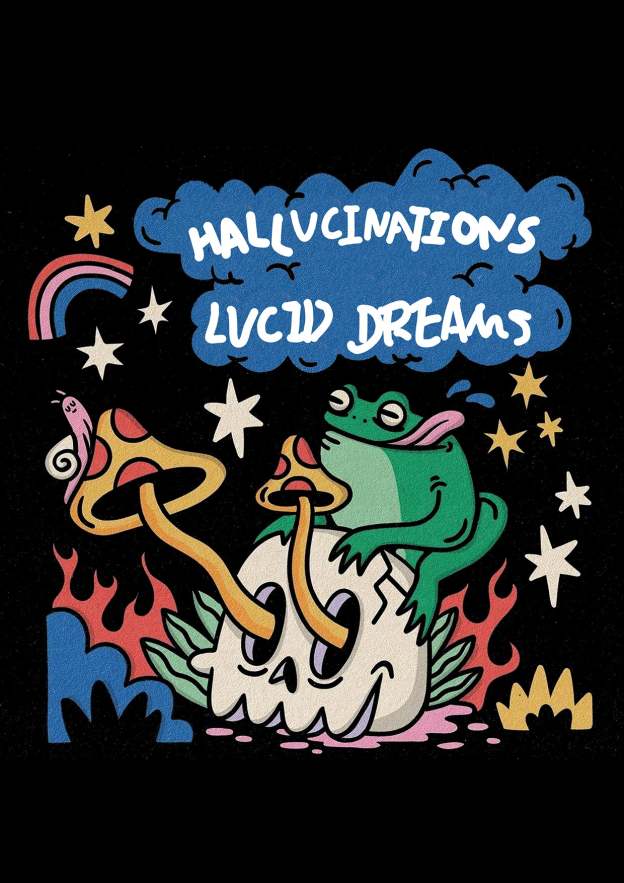 Hallucinations Lucid Dreams Washed Tshirt-ClassyOutlaw