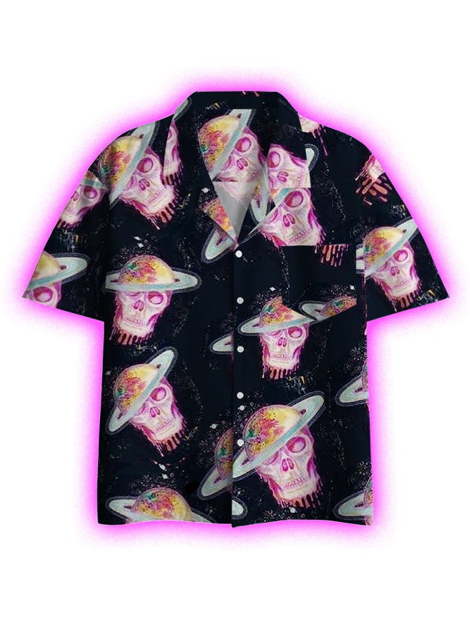 COSMIC SKULLS BUTTON UP POCKET SHIRT