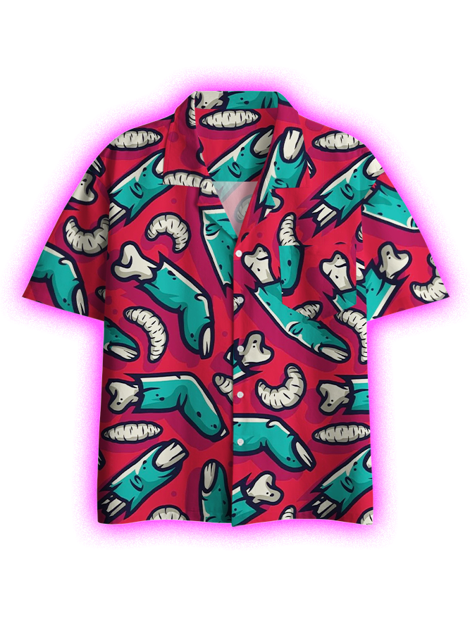 ZOMBIE FINGERS  BUTTON UP POCKET SHIRT