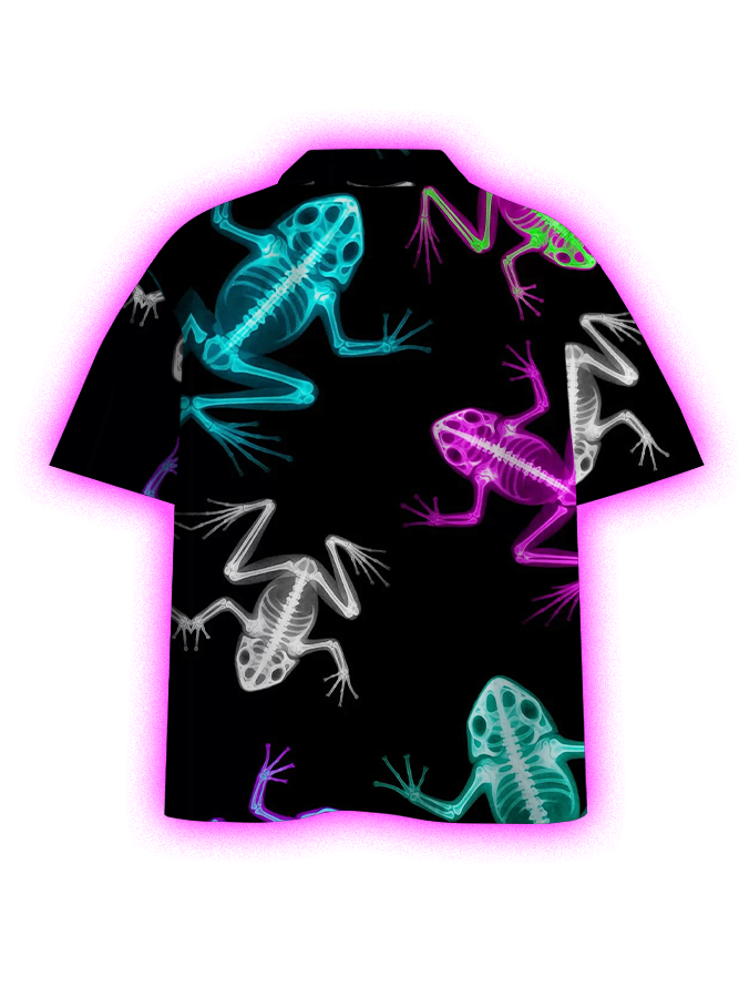 GLOWING REPTILES BUTTON UP POCKET SHIRT