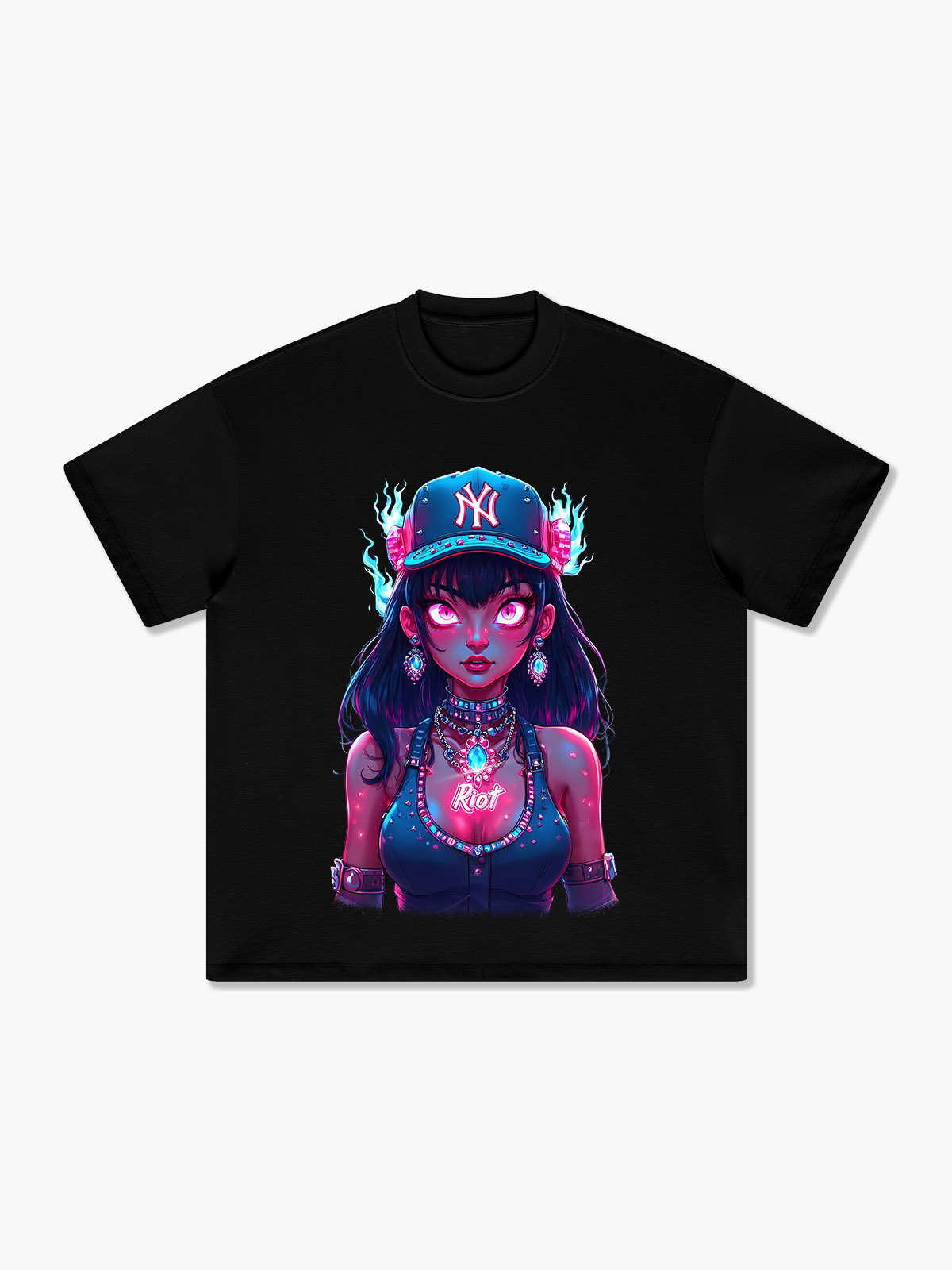 Edgy Black T-shirt with DeepRiot Knit Hat Graphic – Street Culture Sty