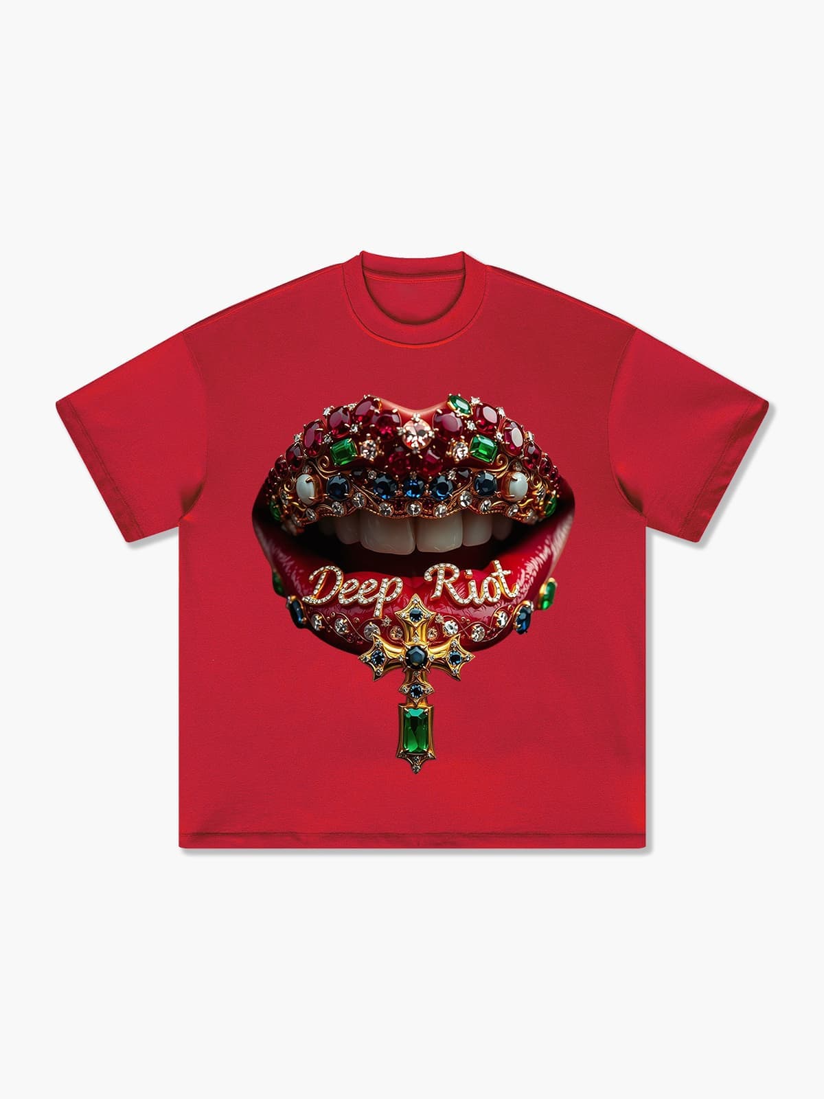 Deep Riot Jeweled Lips Statement Graphic Tee – DeepRiot