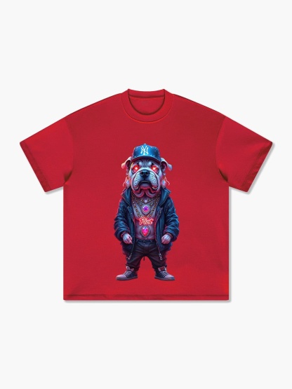 DTG Print Stylish Bulldog Graphic 100% Cotton T-shirt