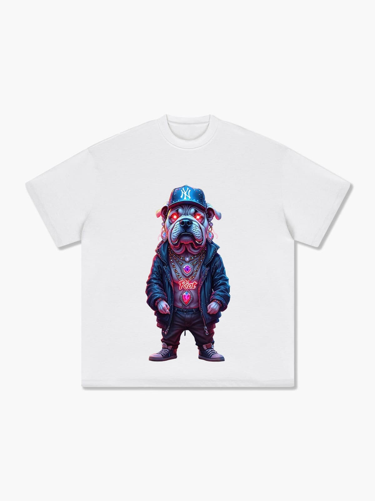 DTG Print Stylish Bulldog Graphic 100% Cotton T-shirt