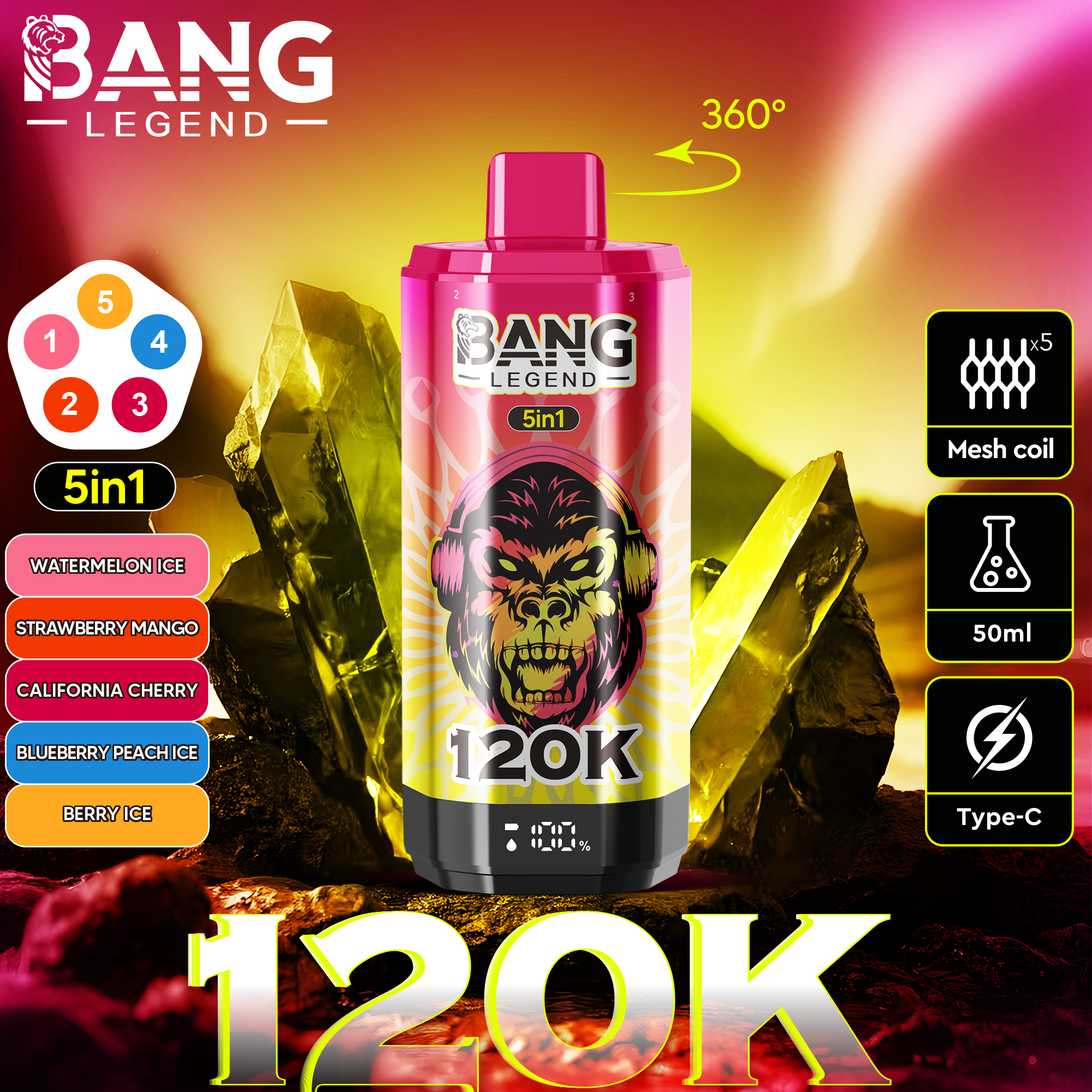 Bang Legend 120K Puffs 5 In 1 Disposable Vape-kamryvape