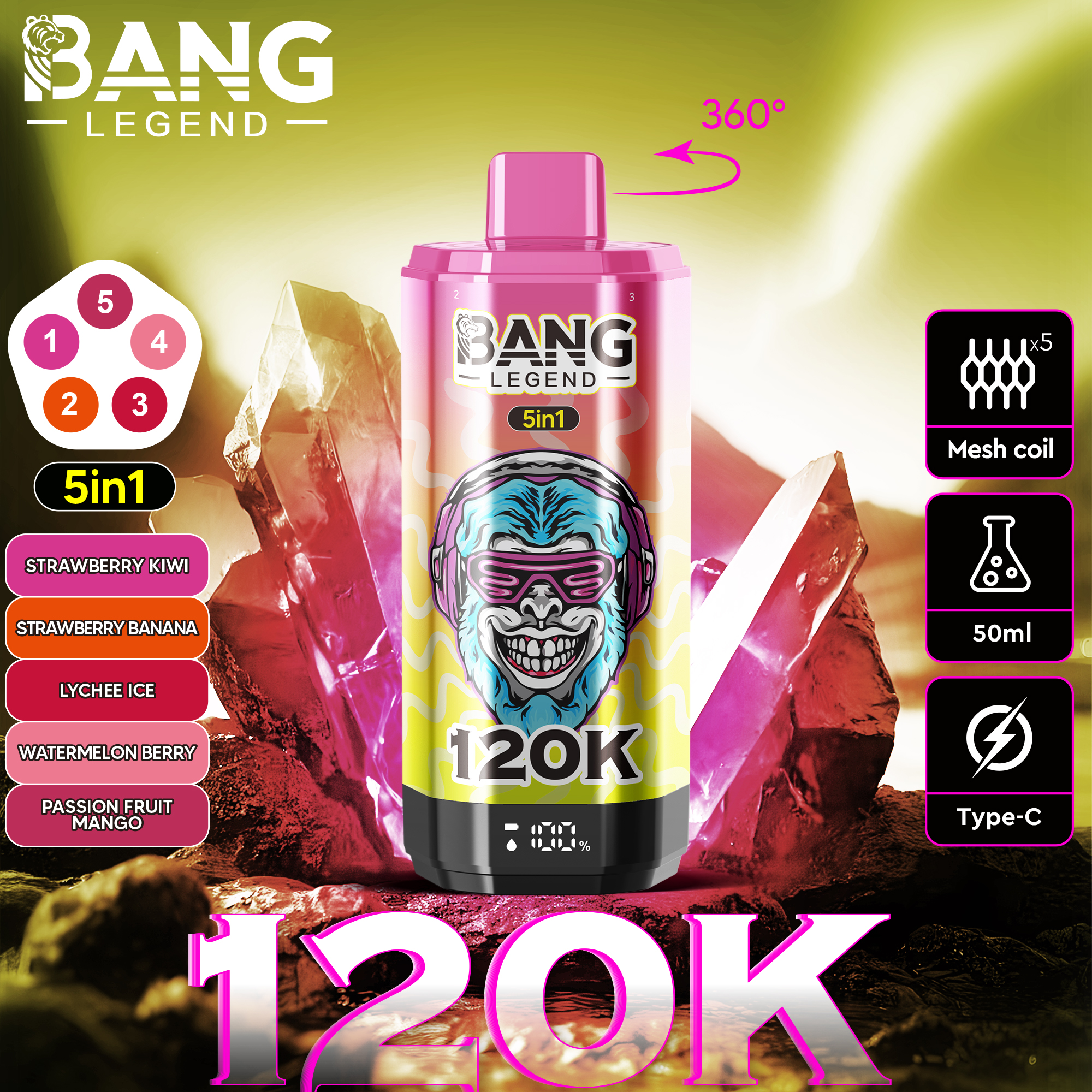 Bang Legend 120K Puffs 5 In 1 Disposable Vape-kamryvape