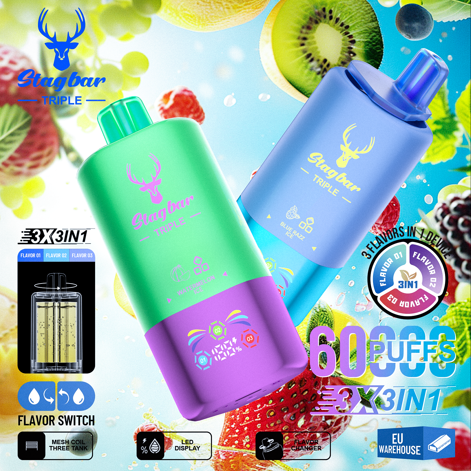 Star Bar Triple 60000 Puffs 3 IN 1 Disposable Vape-kamryvape