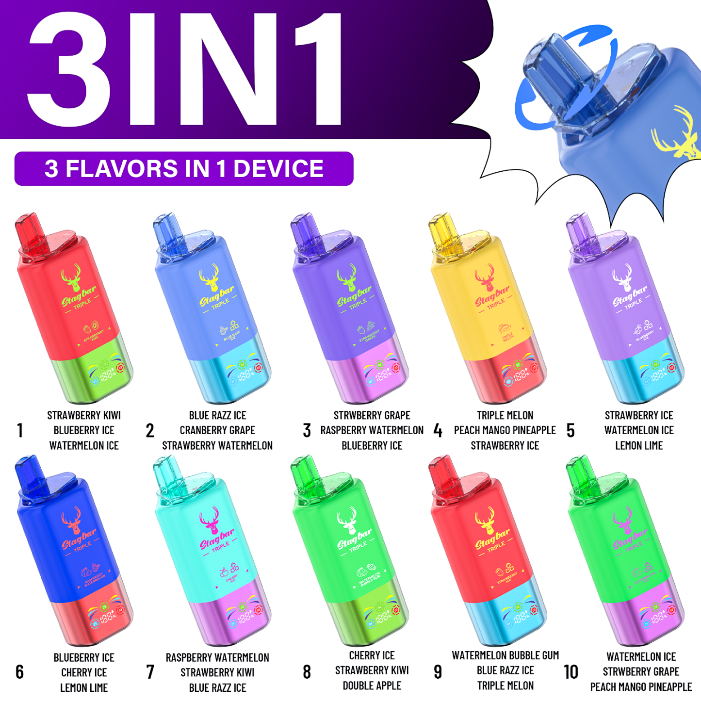 Star Bar Triple 60000 Puffs 3 IN 1 Disposable Vape-kamryvape