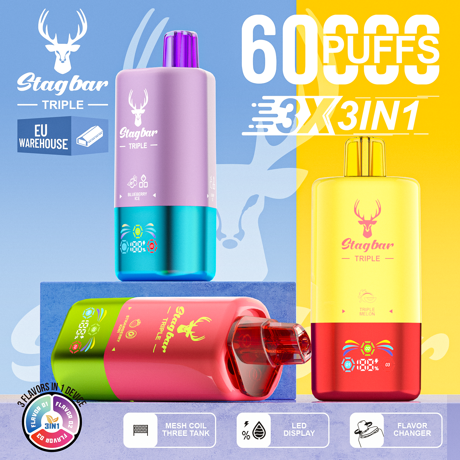 Star Bar Triple 60000 Puffs 3 IN 1 Disposable Vape-kamryvape