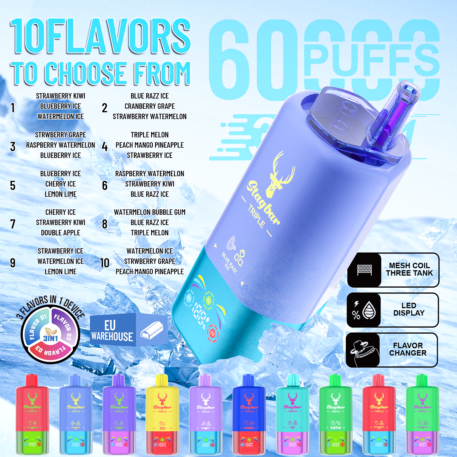 Star Bar Triple 60000 Puffs 3 IN 1 Disposable Vape-kamryvape
