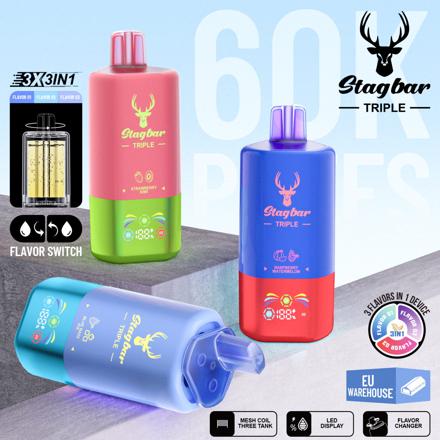 Star Bar Triple 60000 Puffs 3 IN 1 Disposable Vape-kamryvape