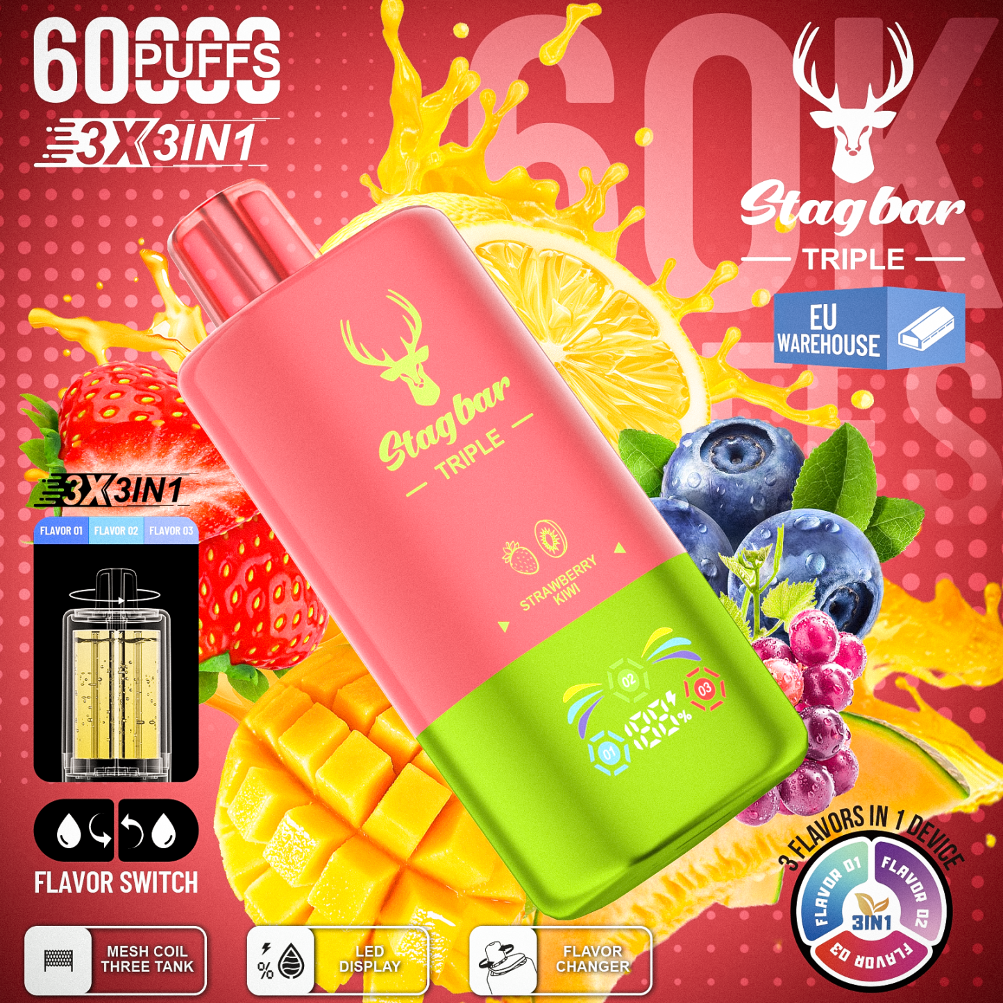 Star Bar Triple 60000 Puffs 3 IN 1 Disposable Vape-kamryvape