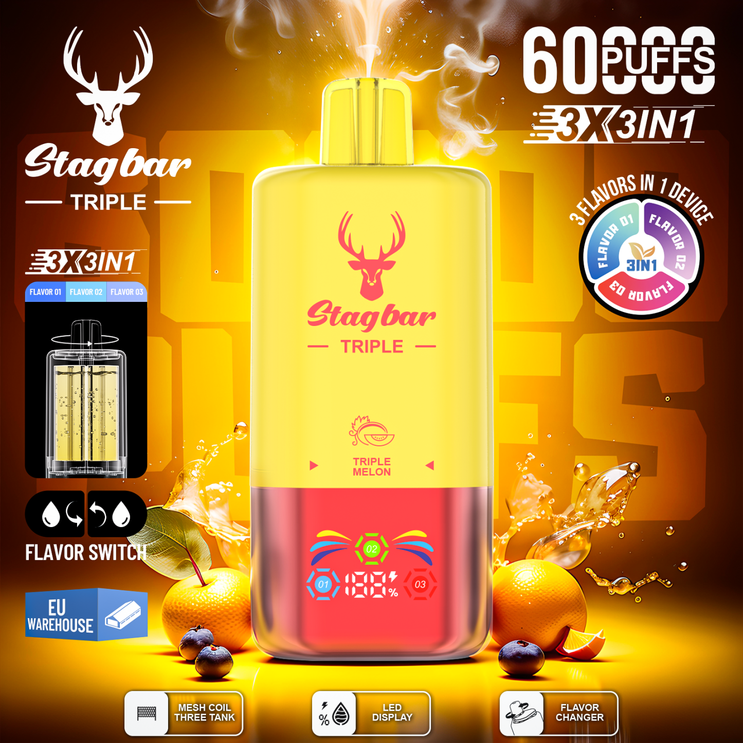 Star Bar Triple 60000 Puffs 3 IN 1 Disposable Vape-kamryvape