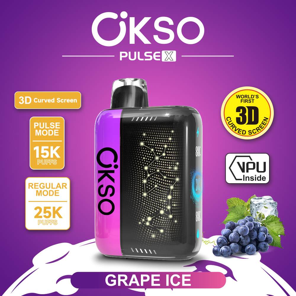 OKSO 25000 25K Puffs PULSE X 3D Curved LED Screen Rechargeable Disposable Vape
