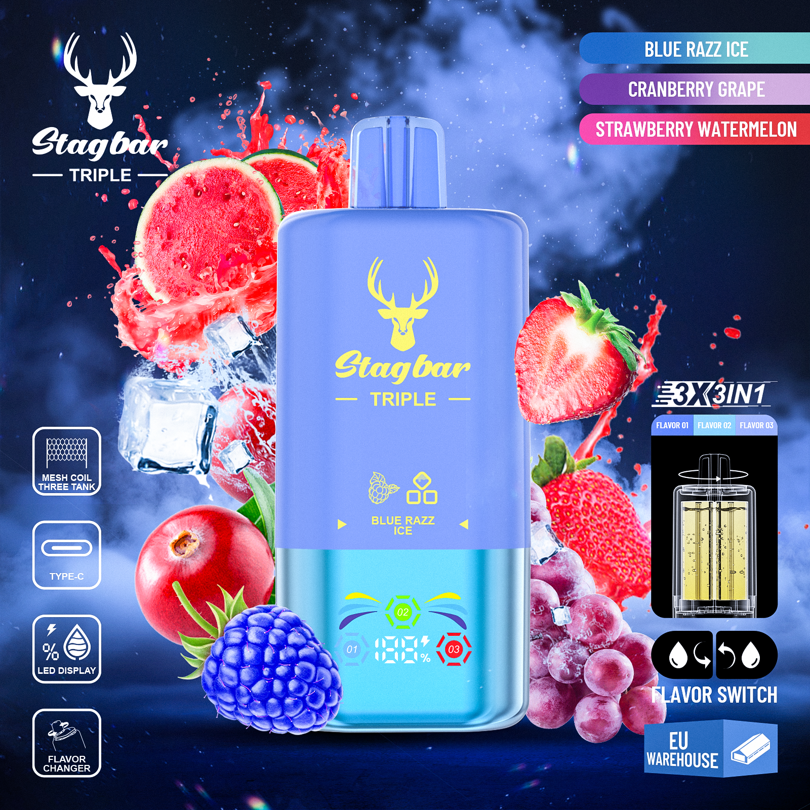 Star Bar Triple 60000 Puffs 3 IN 1 Disposable Vape-kamryvape