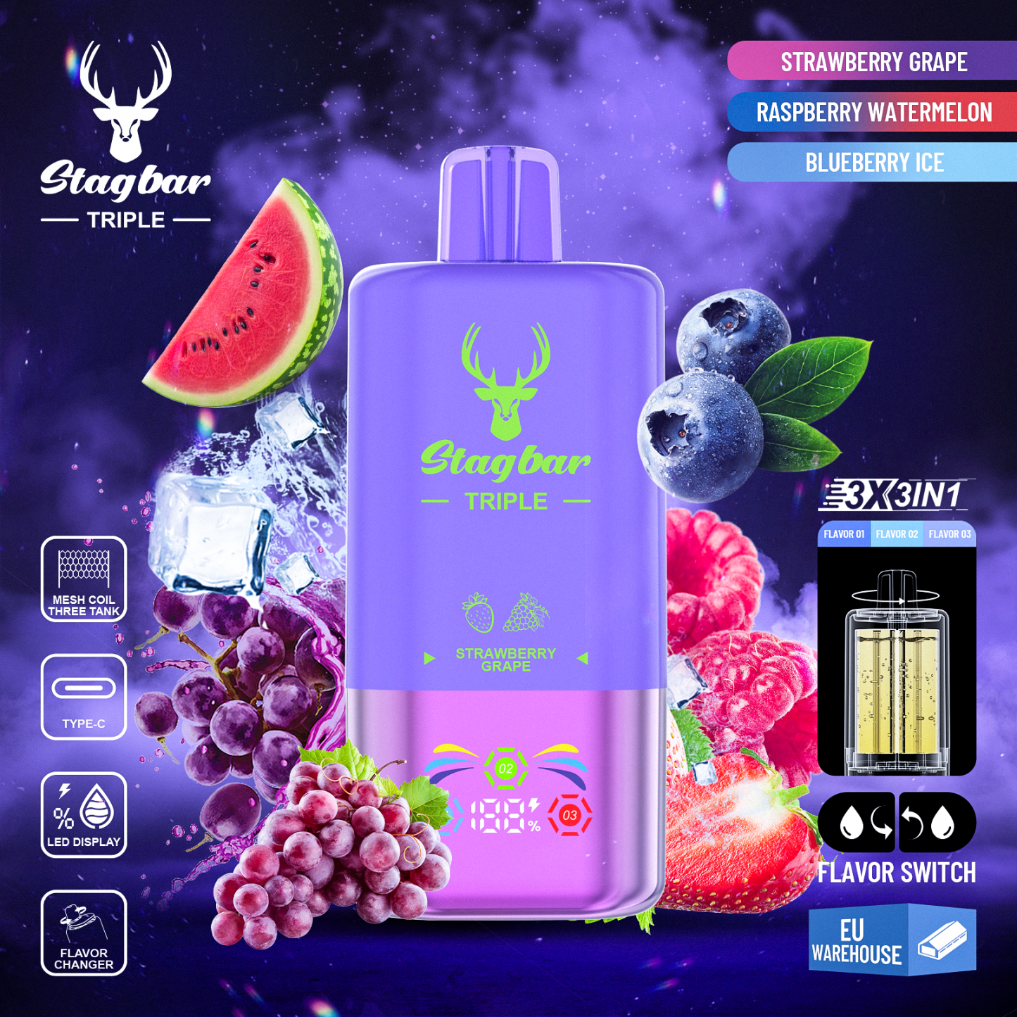 Star Bar Triple 60000 Puffs 3 IN 1 Disposable Vape-kamryvape