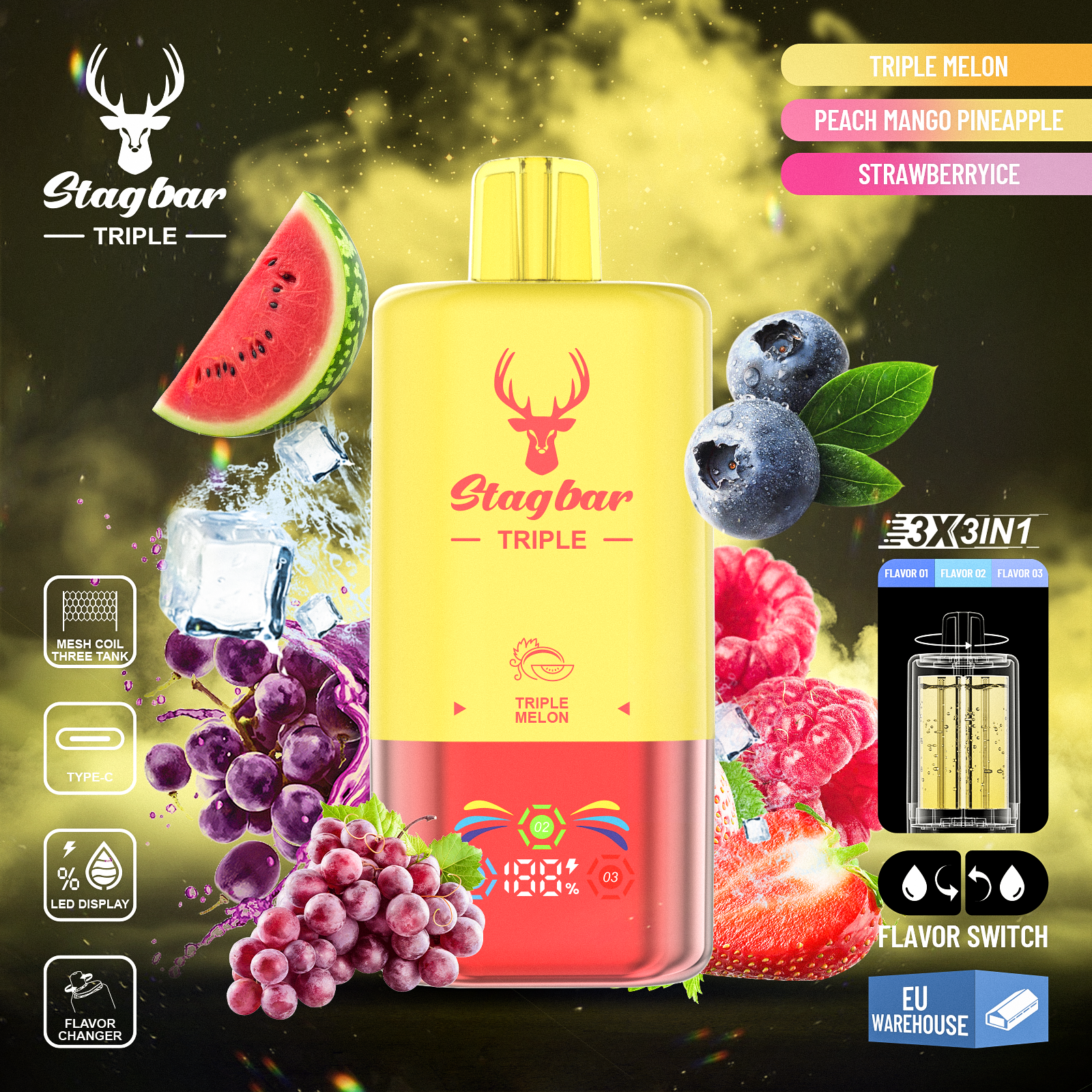 Star Bar Triple 60000 Puffs 3 IN 1 Disposable Vape-kamryvape