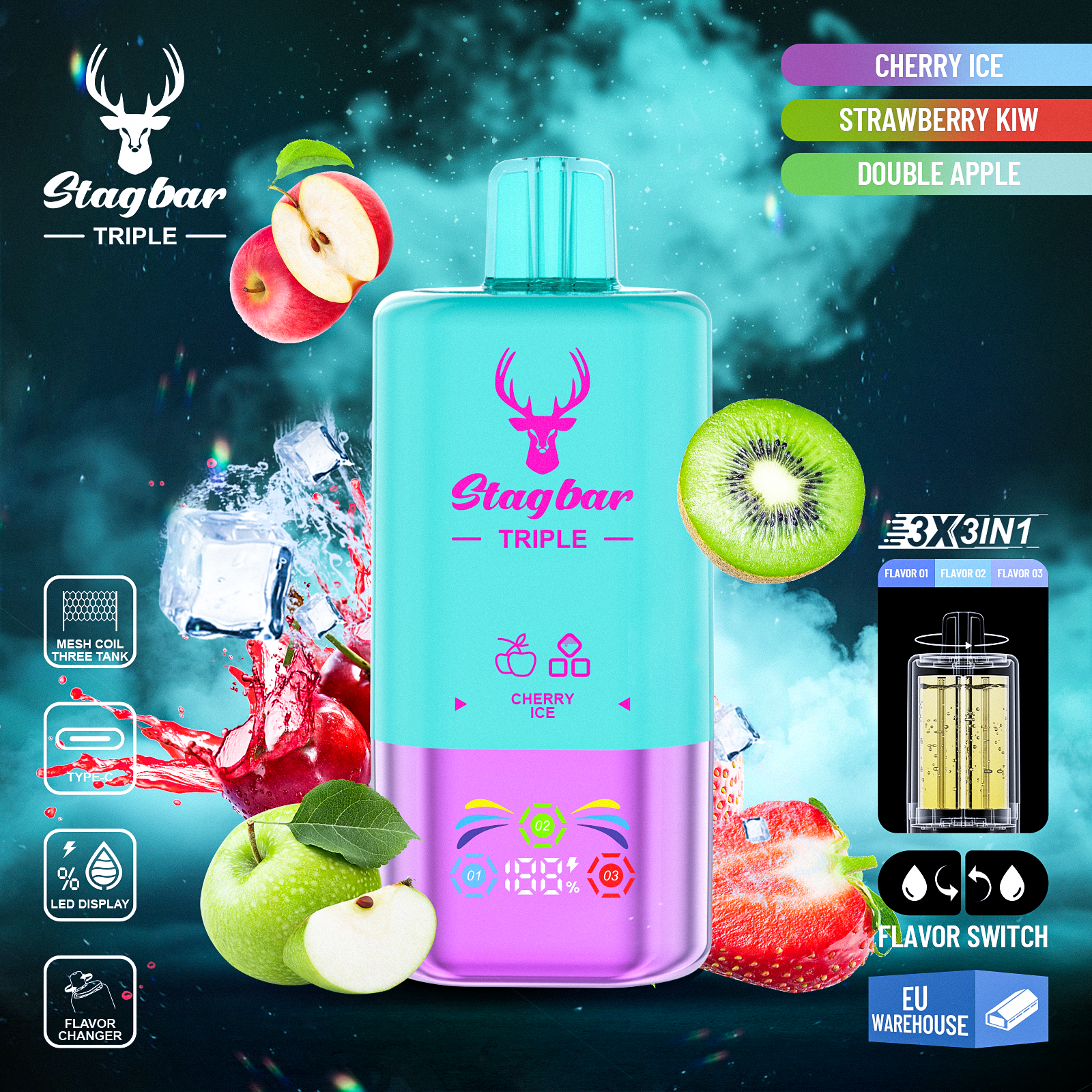Star Bar Triple 60000 Puffs 3 IN 1 Disposable Vape-kamryvape