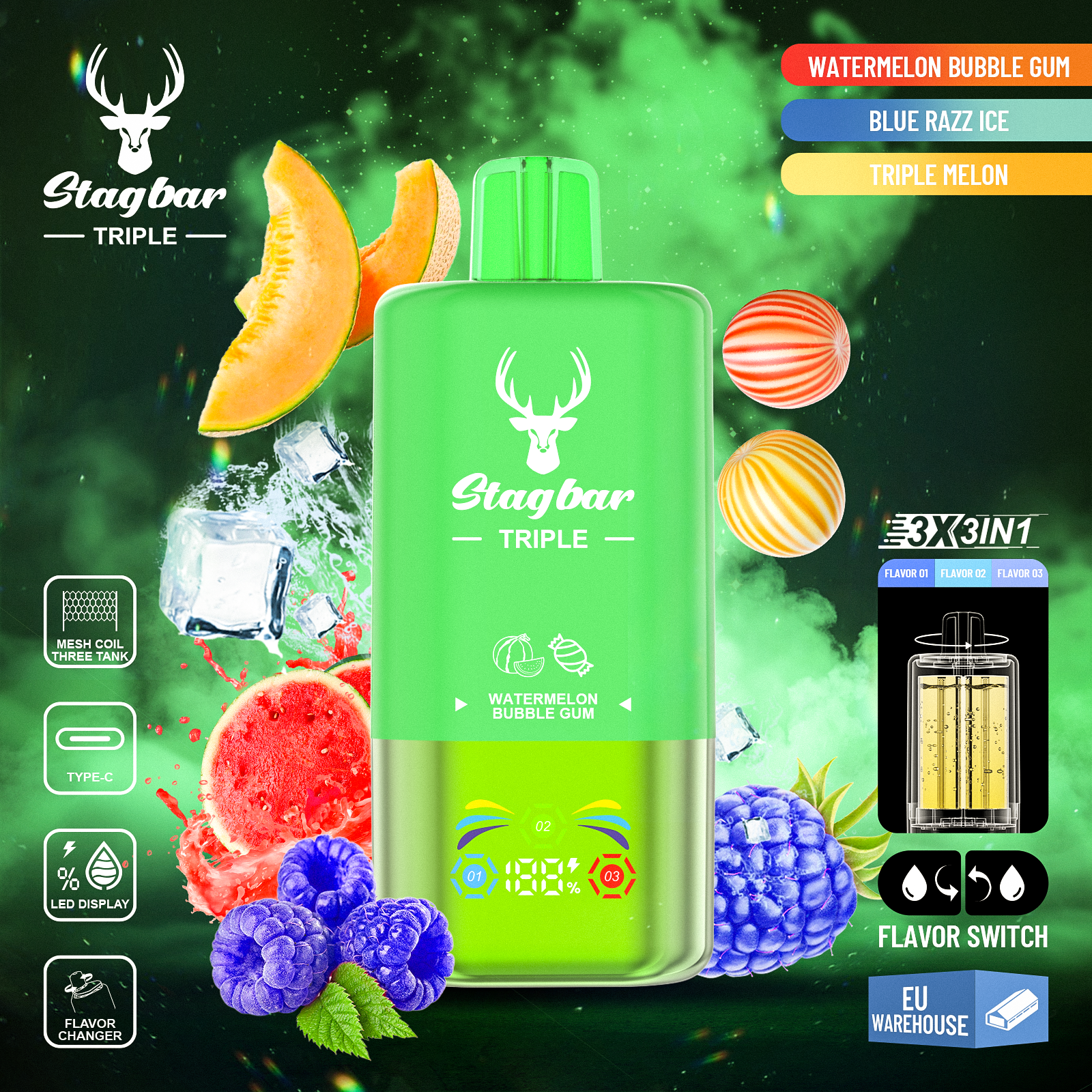 Star Bar Triple 60000 Puffs 3 IN 1 Disposable Vape-kamryvape