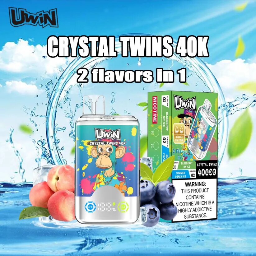 What are the unique features of the UWIN Crystal Twins 40000 Puffs Disposable Vape?-kamryvape