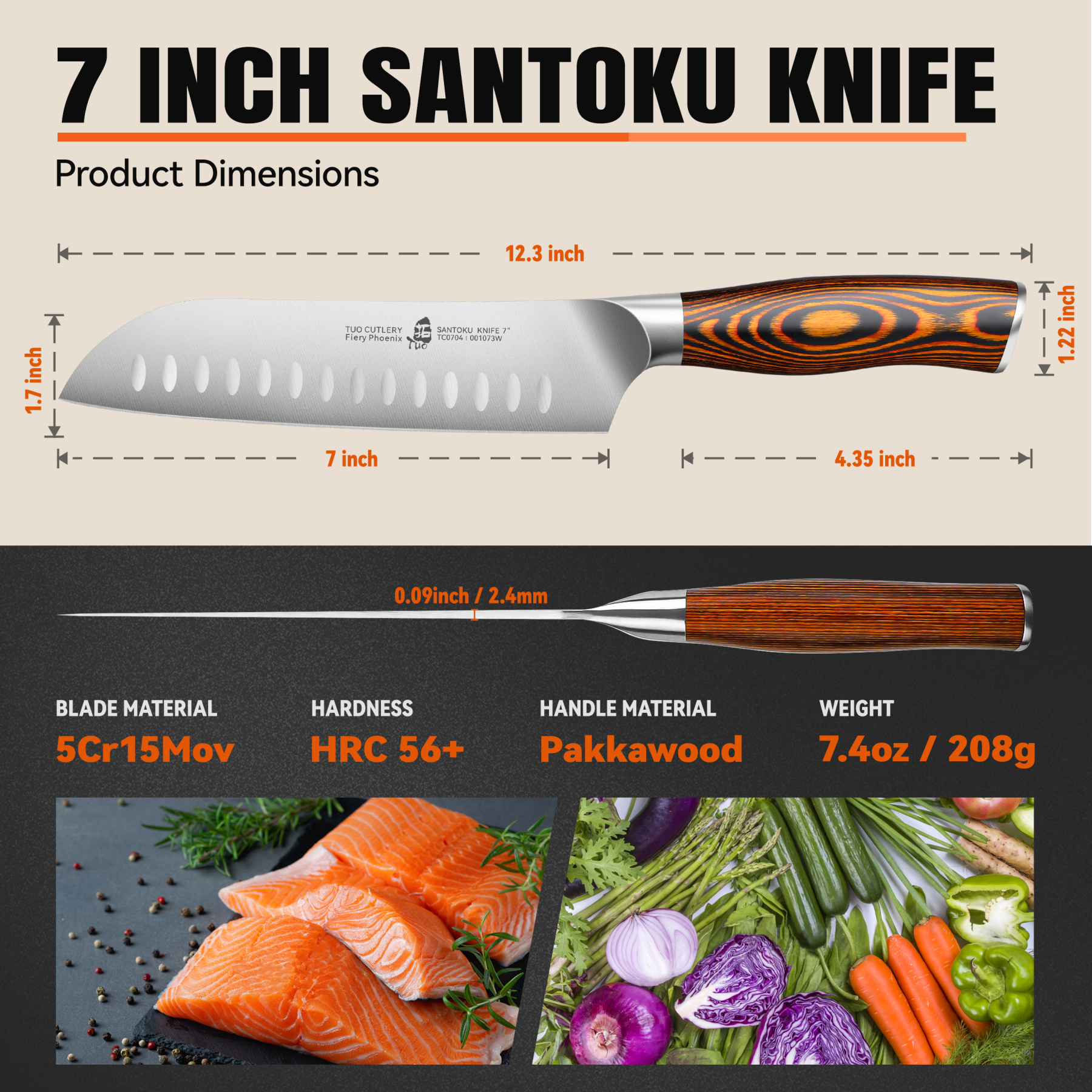 Fiery Phoenix 7" Santoku Knife