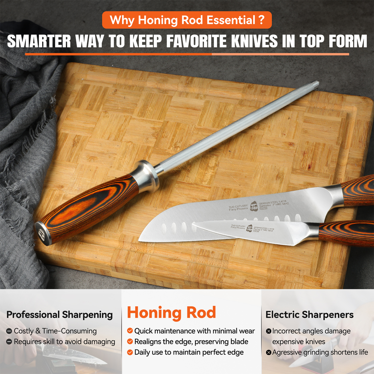 Fiery Phoenix 8" Sharpening Rod