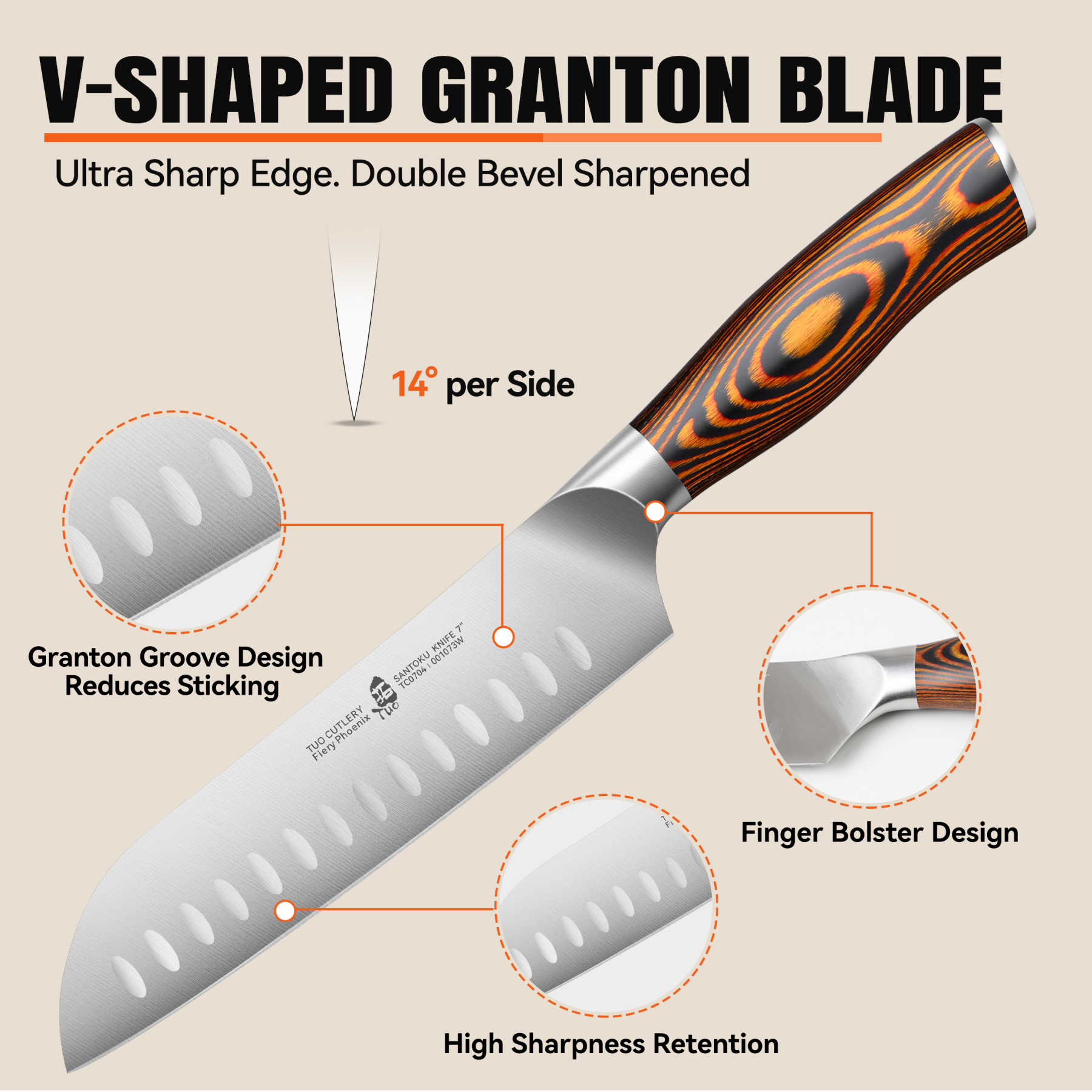 Fiery Phoenix 7" Santoku Knife