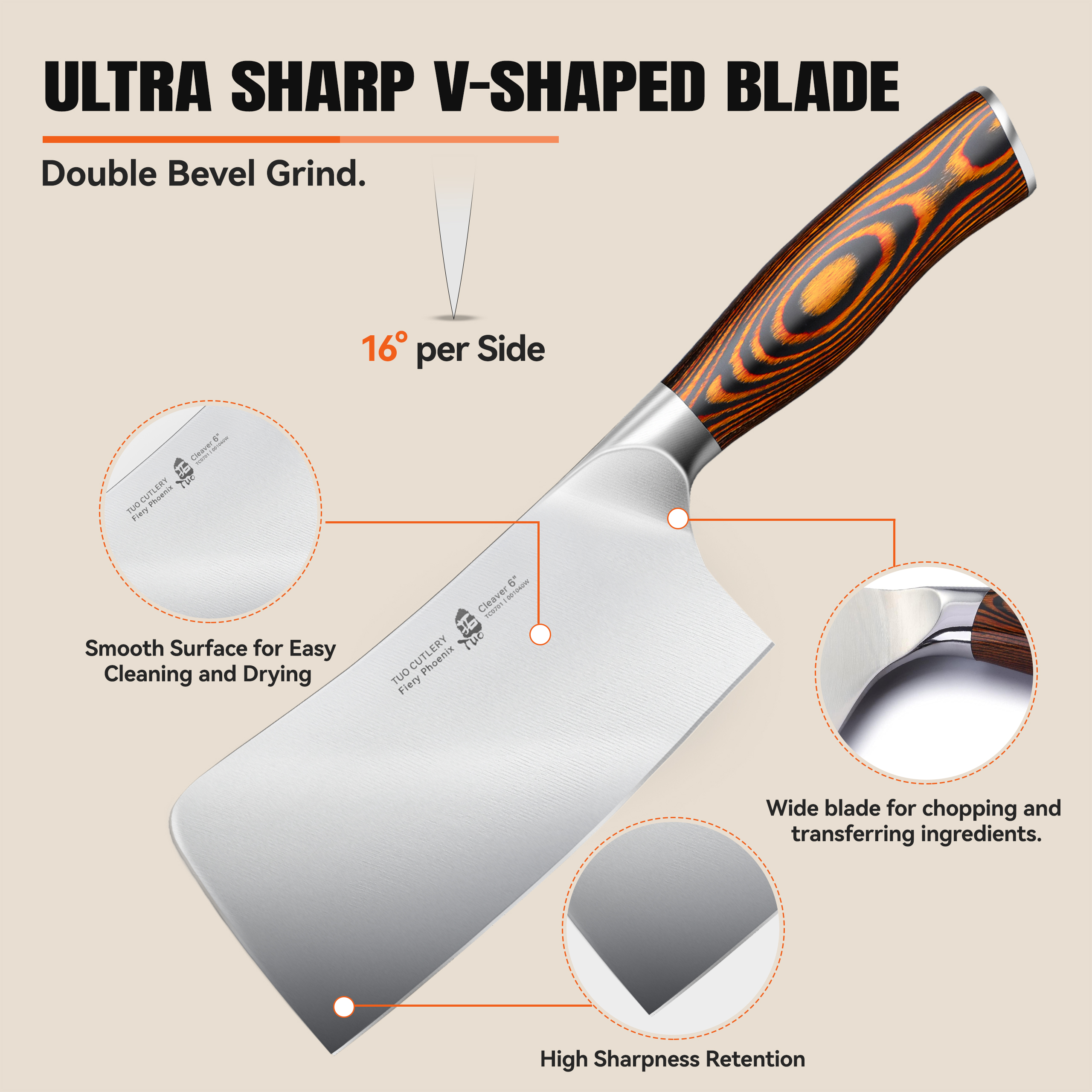 Fiery Phoenix 6" Cleaver Knife