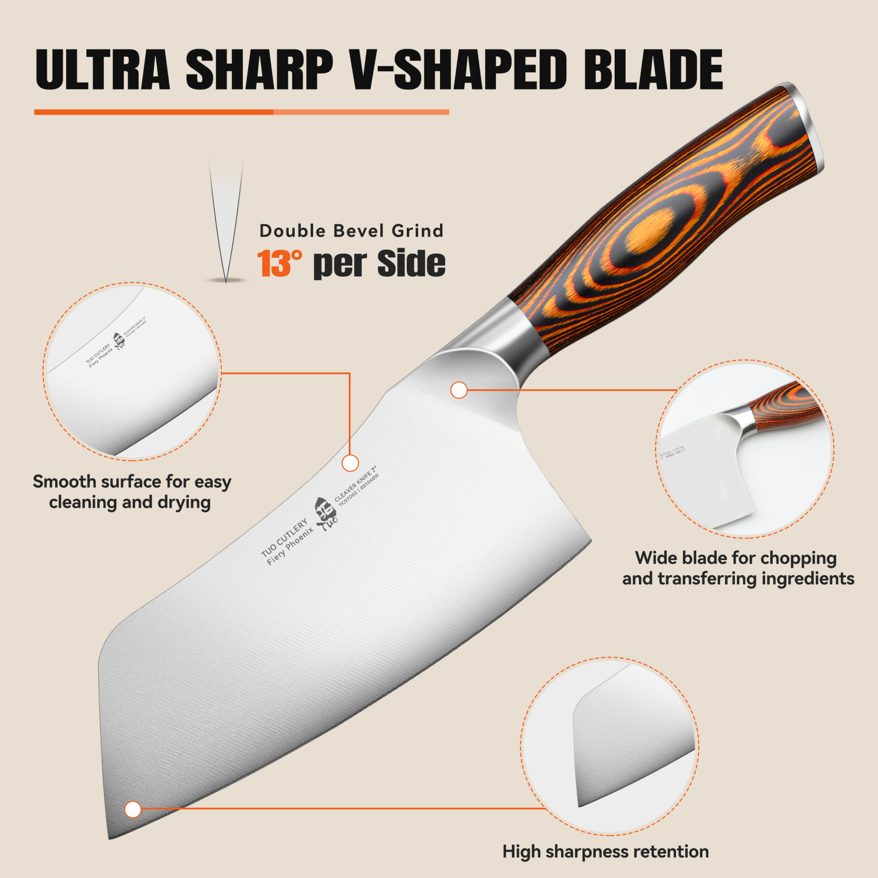 Fiery Phoenix 7" Cleaver Knife