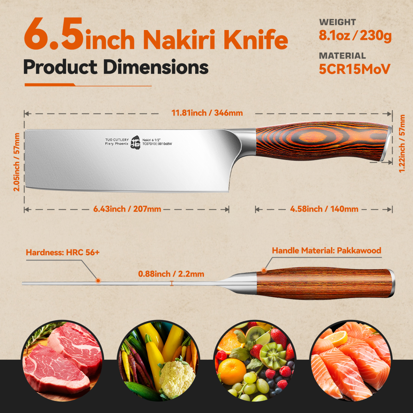 Fiery Phoenix 6.5" Nakiri Knife