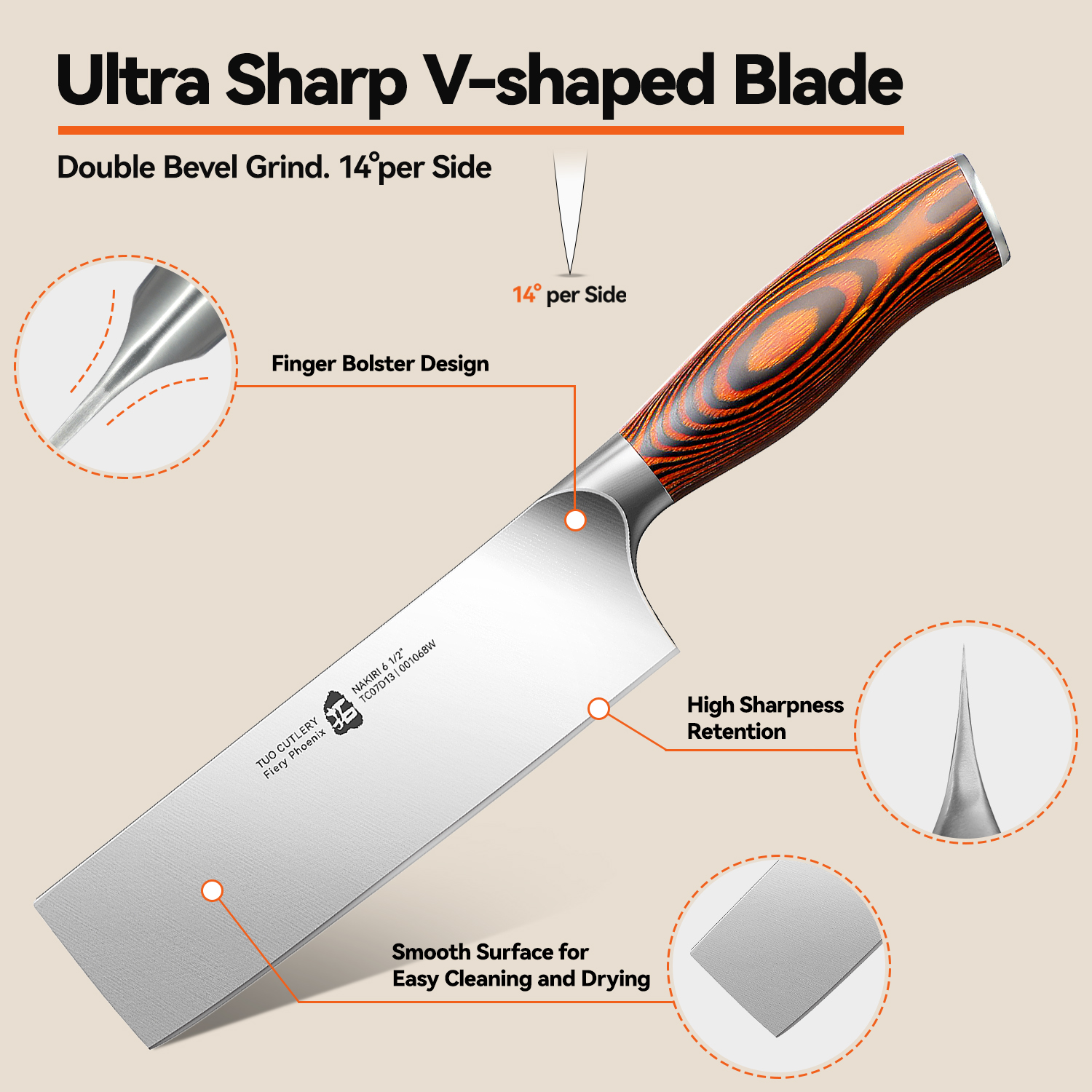 Fiery Phoenix 6.5" Nakiri Knife