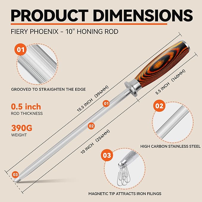 Fiery Phoenix 10" Sharpener Rod