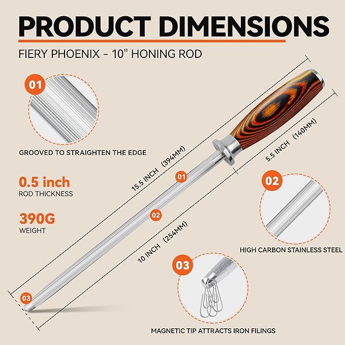 Fiery Phoenix 10" Sharpener Rod