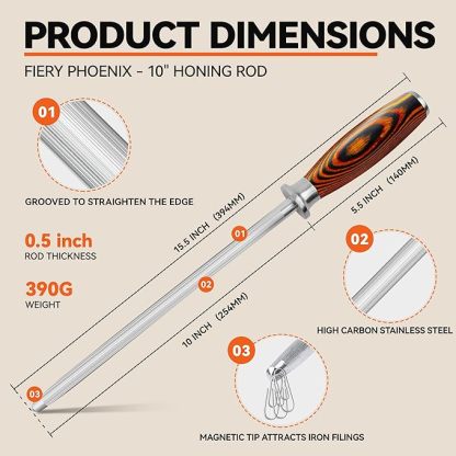 Fiery Phoenix 10" Sharpener Rod