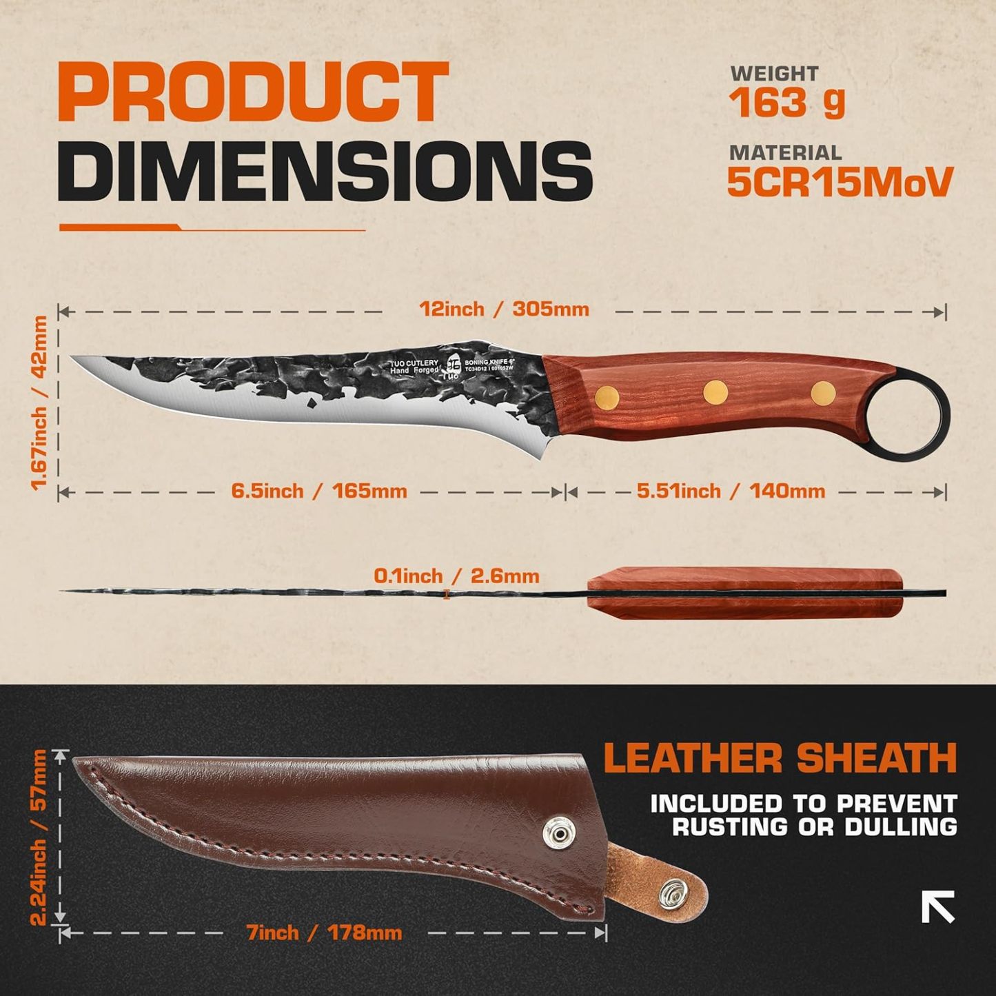 Hand Forged 6“ Boning Knife