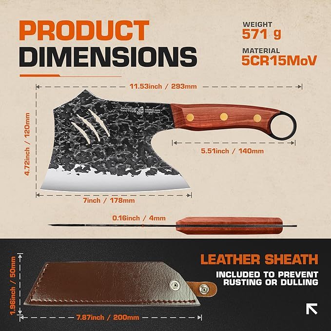 Hand Forged 7" Cleaver Knife