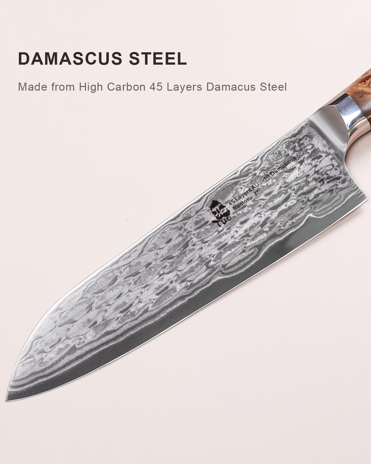 TC2303 TUO 7 inch Professional Janpaness Santoku Knife, 45-layers AUS-10 High Carbon, Gift Box for Family Restaurant, Linglong series-TUO Cutlery