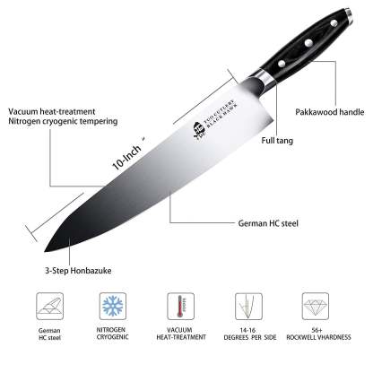 TCT1204 Chef 10"-Professional Cooking Knife - German HC Steel-TUO Cutlery