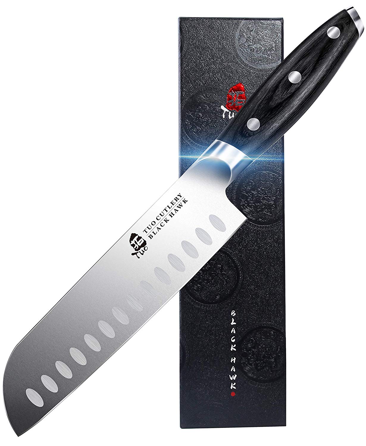 TCT1206 Santoku 7"-Ultra Sharp Asian Knife Japanese Chefs Knives - German HC Steel-TUO Cutlery