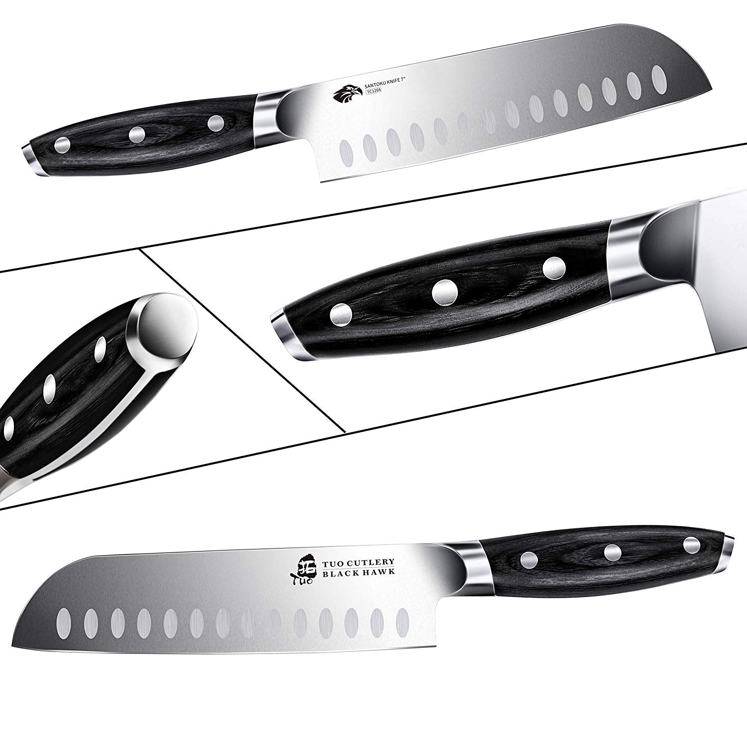 TCT1206 Santoku 7"-Ultra Sharp Asian Knife Japanese Chefs Knives - German HC Steel-TUO Cutlery