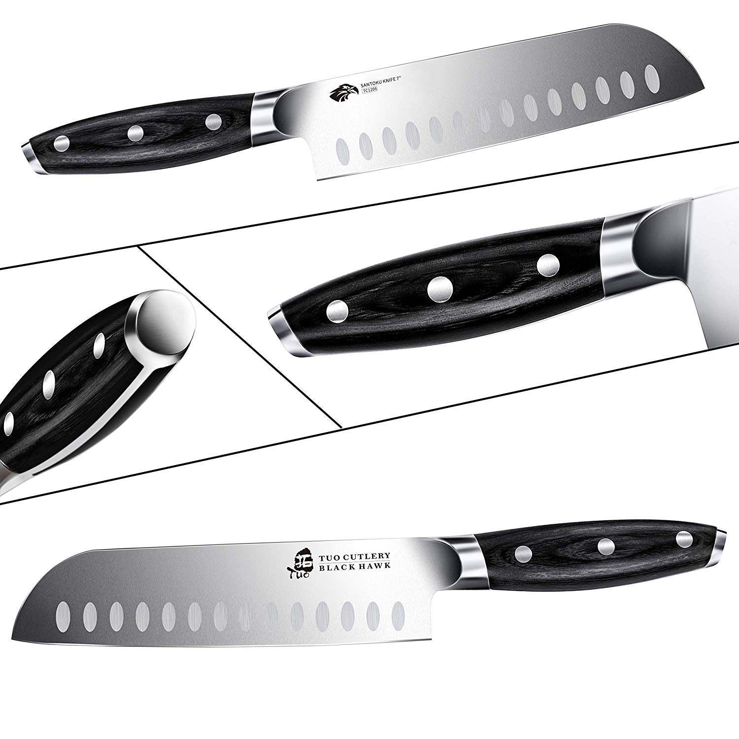 TCT1206 Santoku 7"-Ultra Sharp Asian Knife Japanese Chefs Knives - German HC Steel-TUO Cutlery