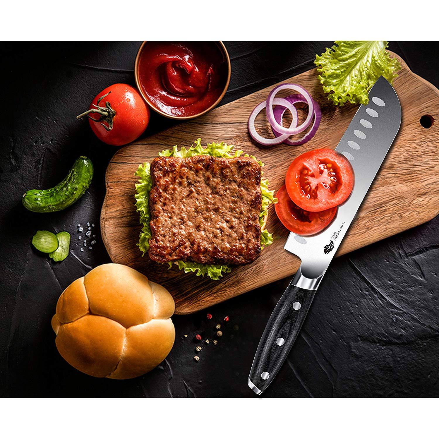 TCT1206 Santoku 7"-Ultra Sharp Asian Knife Japanese Chefs Knives - German HC Steel-TUO Cutlery