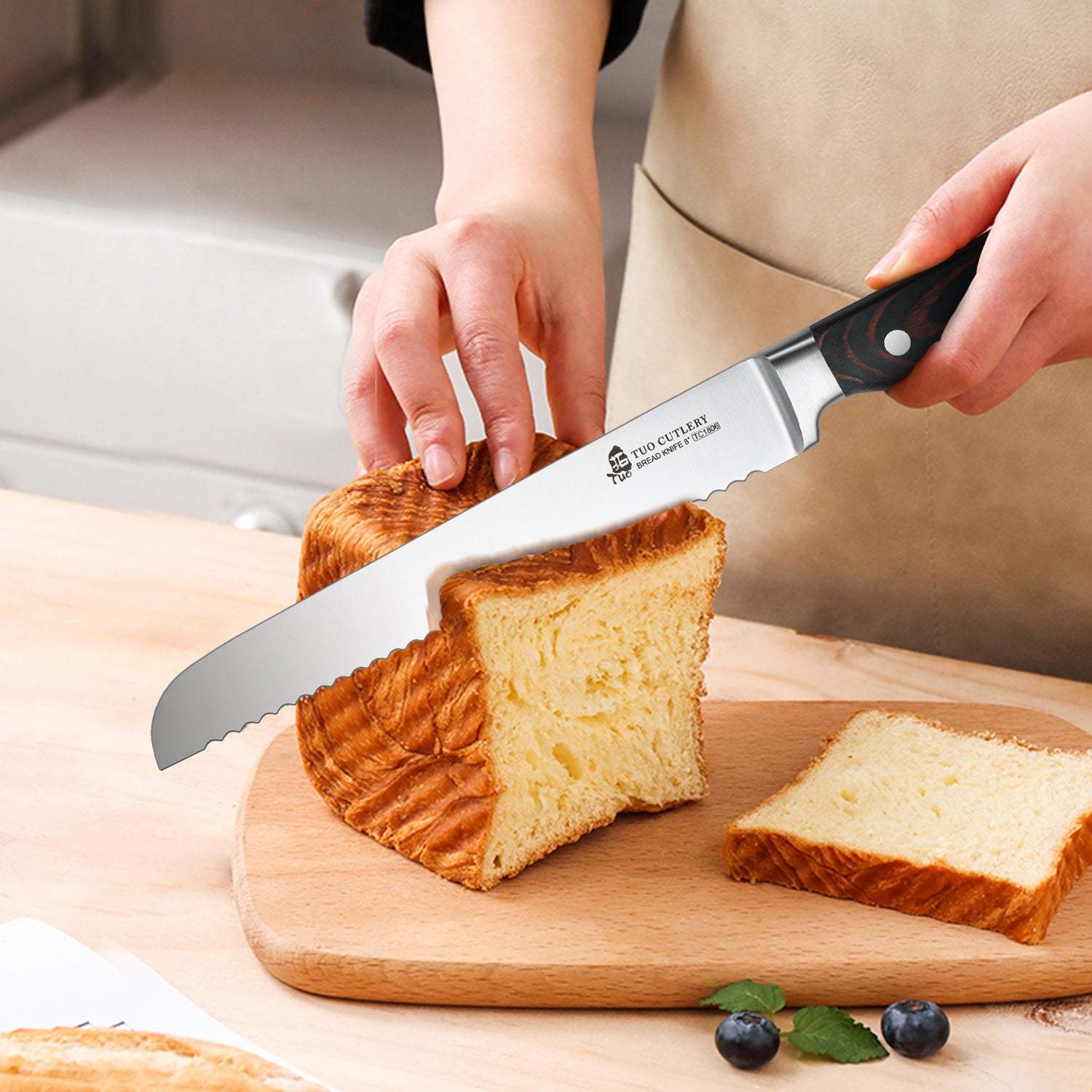 TC1806 Bread 8''-Serrated Cake Knife Bread Slicer With German High Carbon Stainless Steel-TUO Cutlery