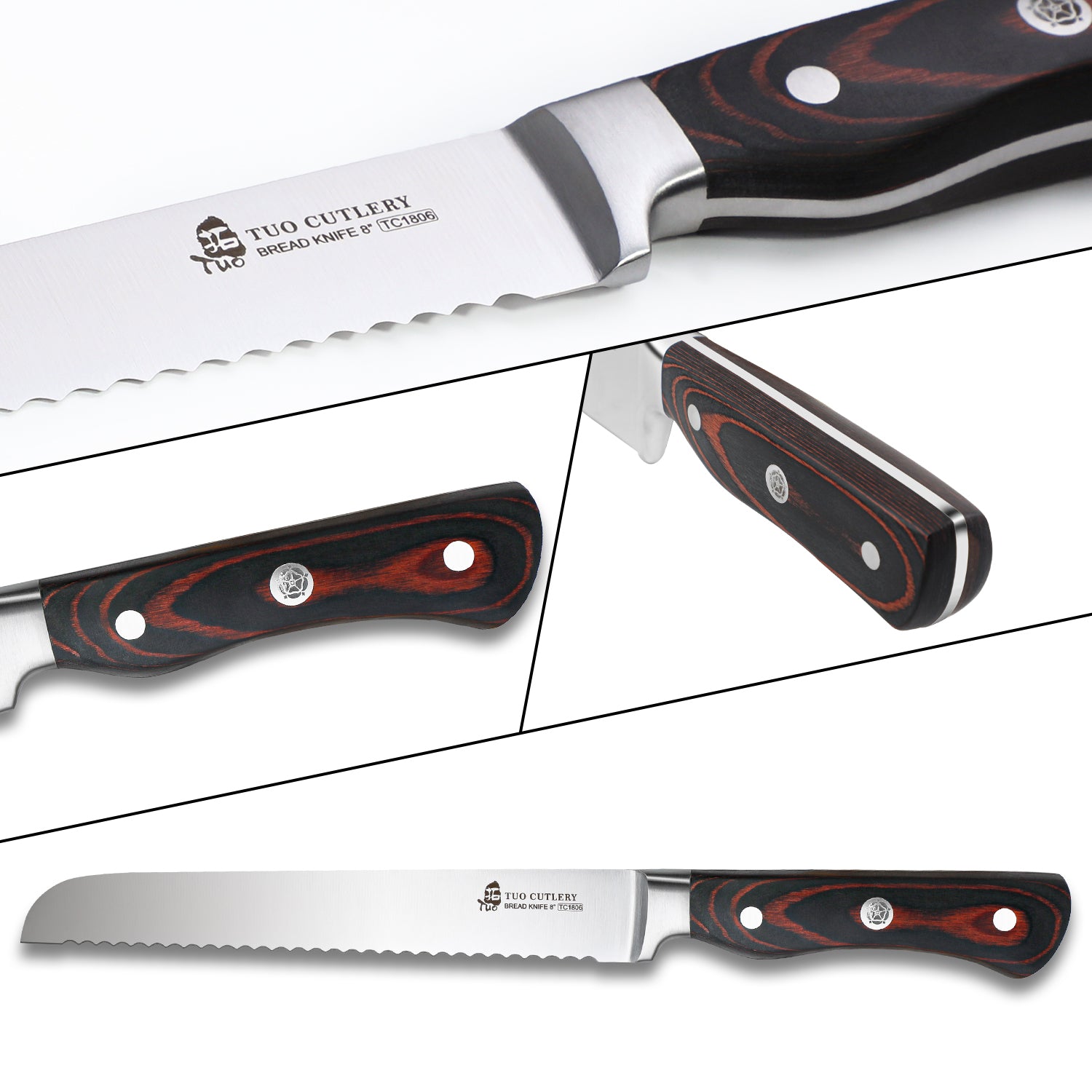 TC1806 Bread 8''-Serrated Cake Knife Bread Slicer With German High Carbon Stainless Steel-TUO Cutlery