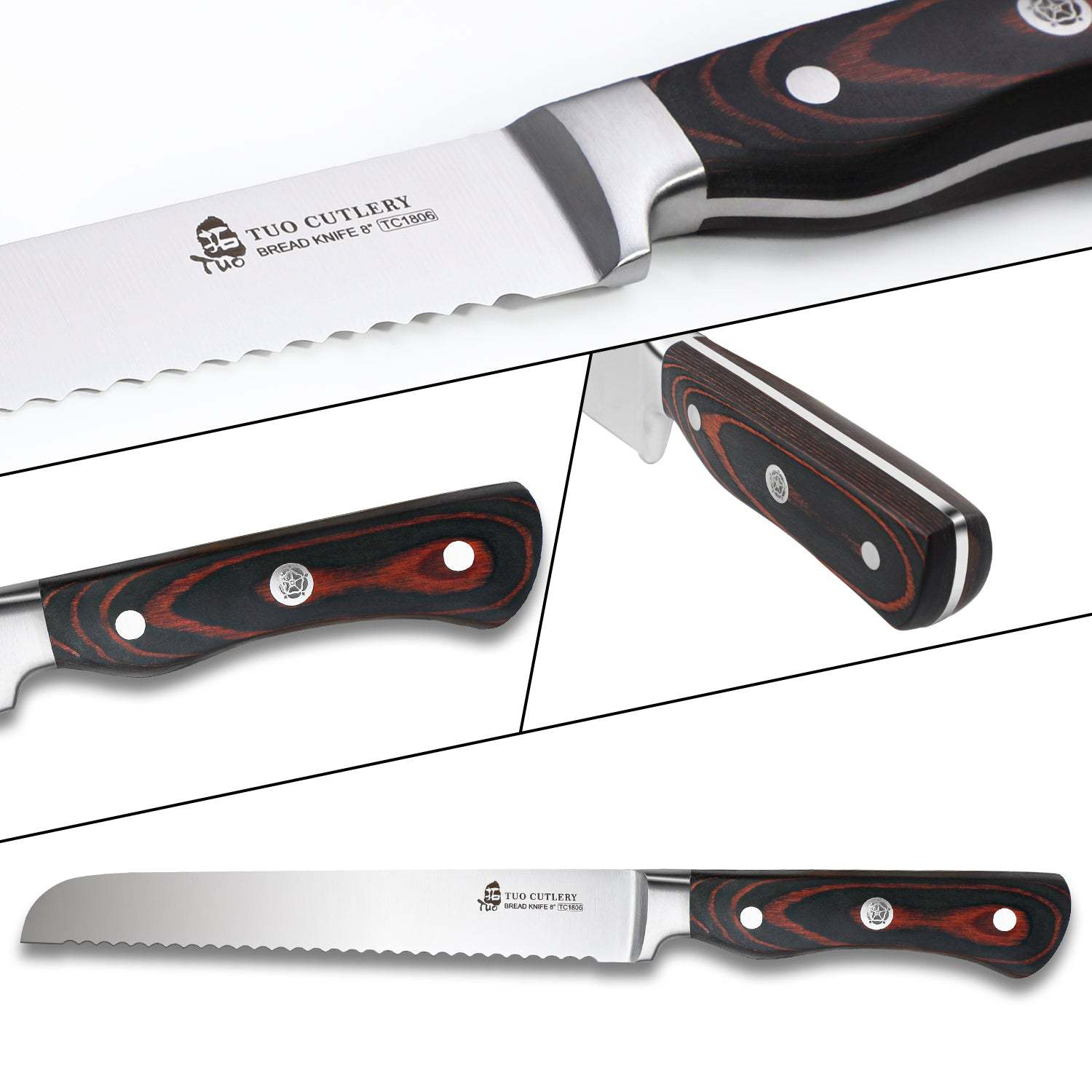 TC1806 Bread 8''-Serrated Cake Knife Bread Slicer With German High Carbon Stainless Steel-TUO Cutlery