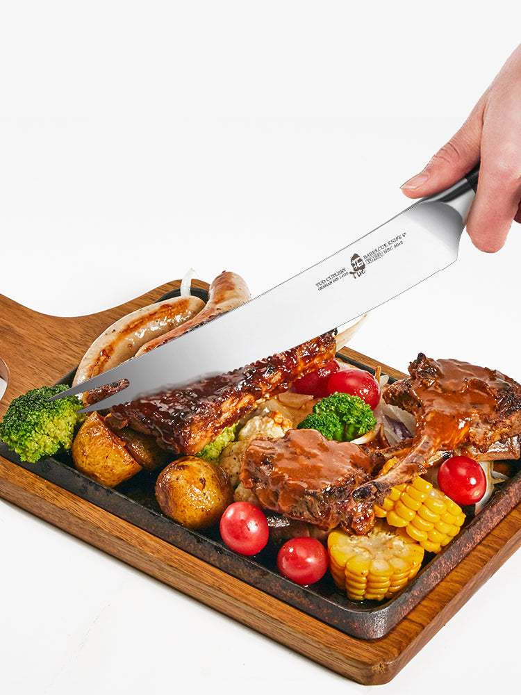 TC1931 Barbecue 8''-Serrated Meat Carving Knife Roast Knife & Fork Tip-TUO Cutlery