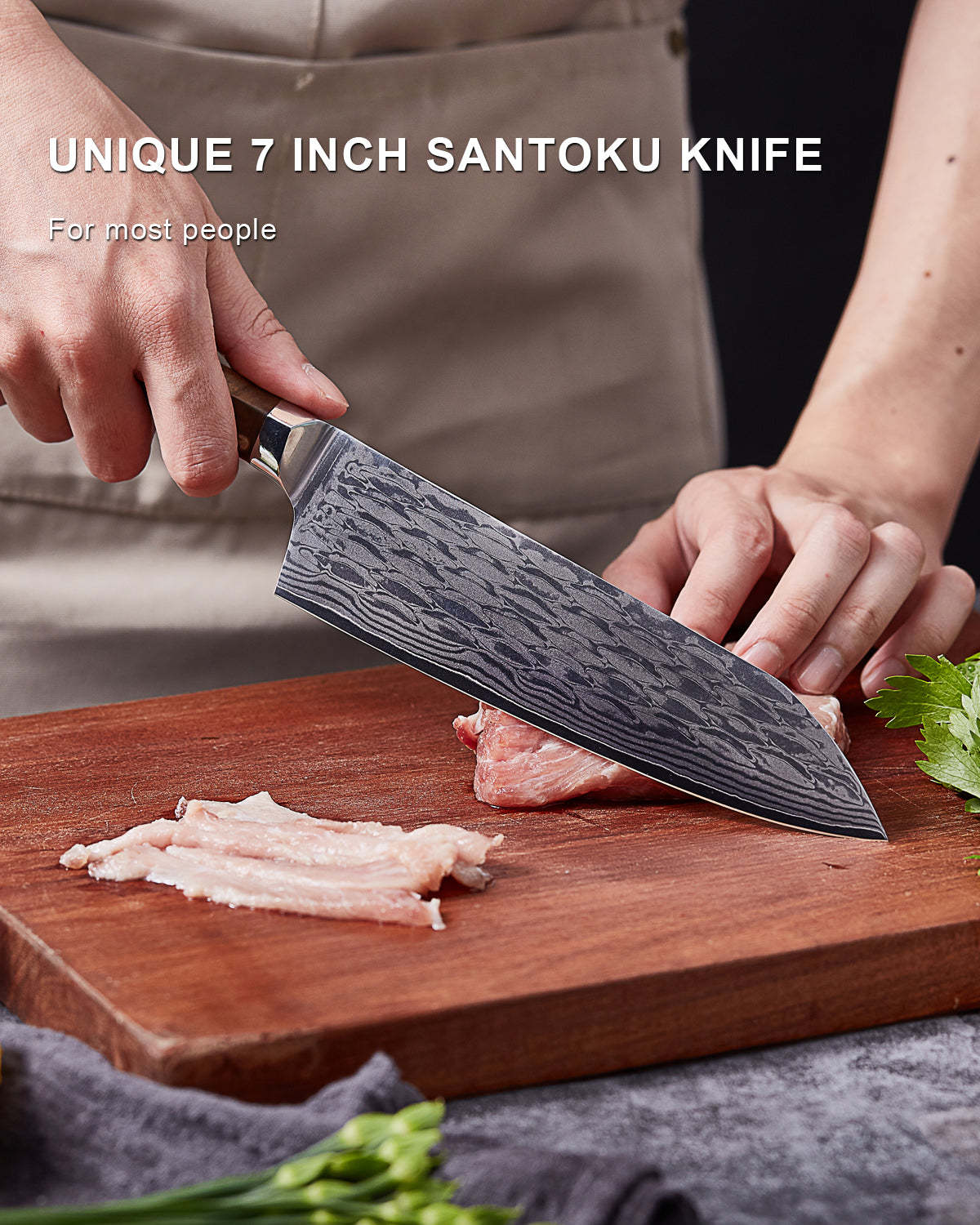 TC2303 TUO 7 inch Professional Janpaness Santoku Knife, 45-layers AUS-10 High Carbon, Gift Box for Family Restaurant, Linglong series-TUO Cutlery