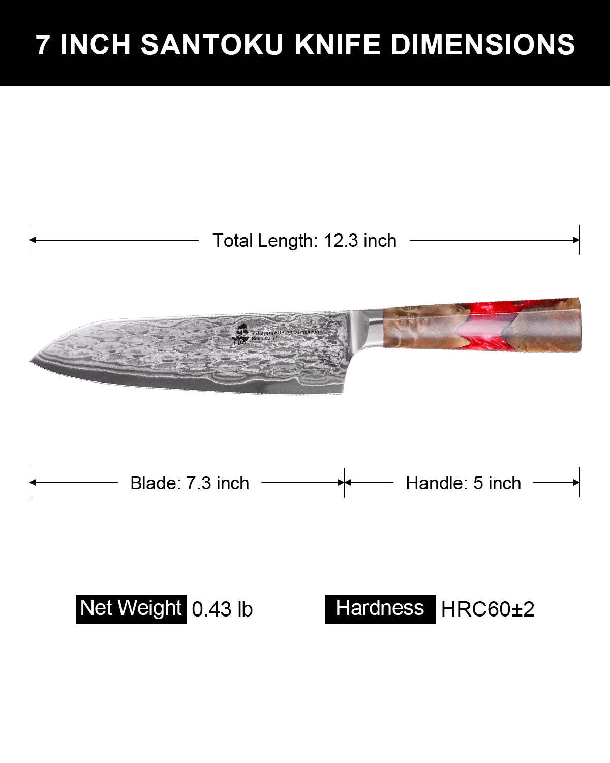 TC2303 TUO 7 inch Professional Janpaness Santoku Knife, 45-layers AUS-10 High Carbon, Gift Box for Family Restaurant, Linglong series-TUO Cutlery