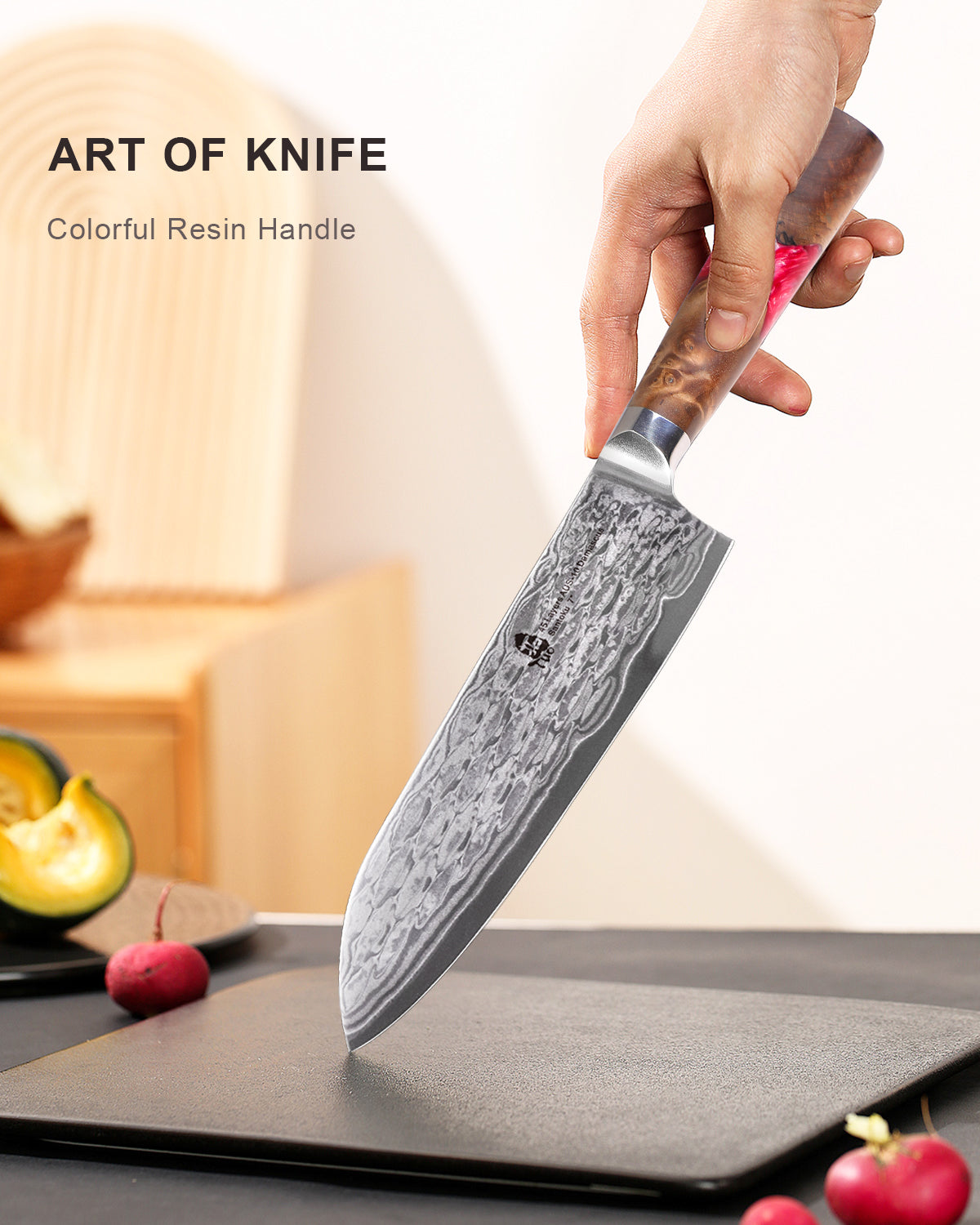 TC2303 TUO 7 inch Professional Janpaness Santoku Knife, 45-layers AUS-10 High Carbon, Gift Box for Family Restaurant, Linglong series-TUO Cutlery