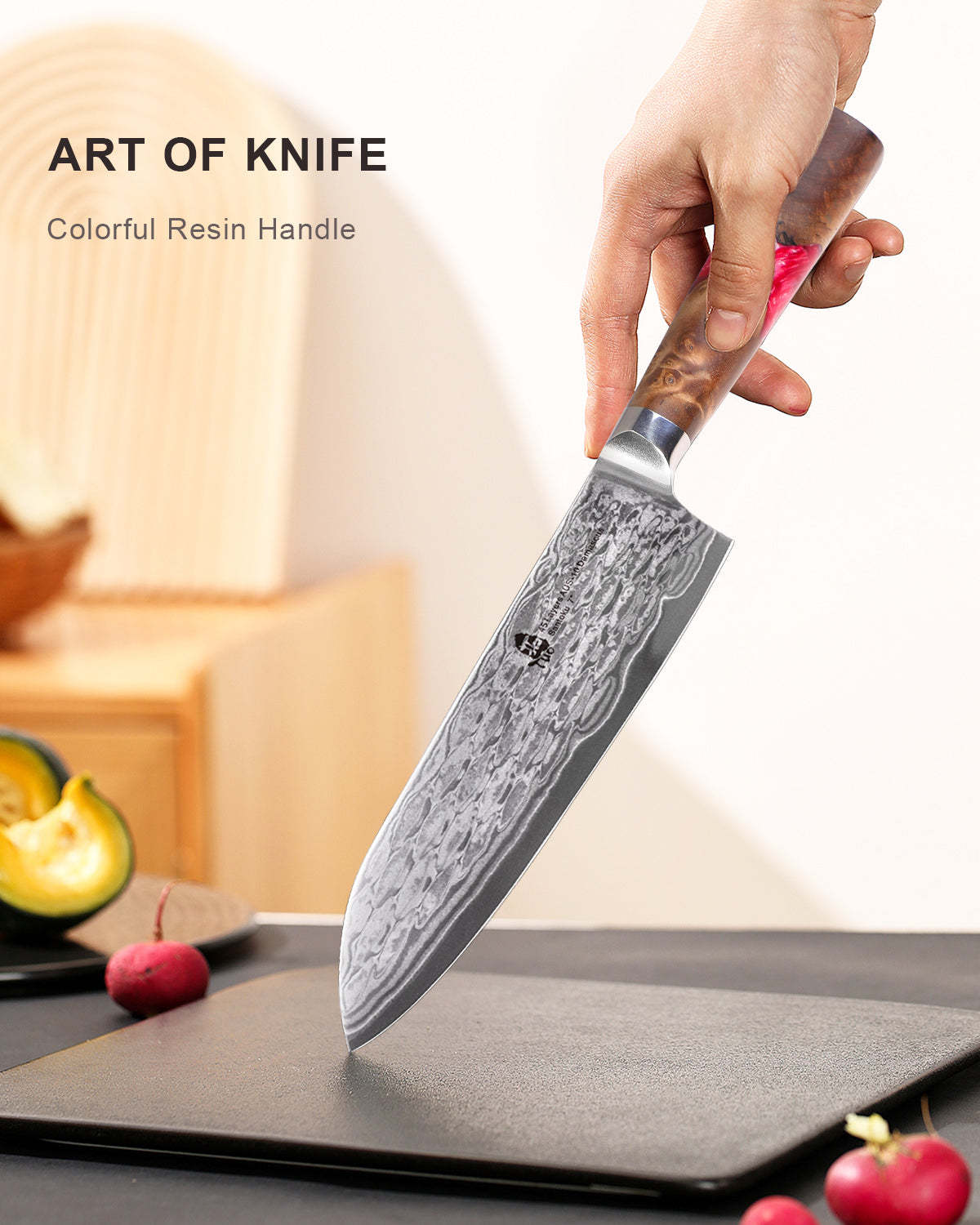 TC2303 TUO 7 inch Professional Janpaness Santoku Knife, 45-layers AUS-10 High Carbon, Gift Box for Family Restaurant, Linglong series-TUO Cutlery